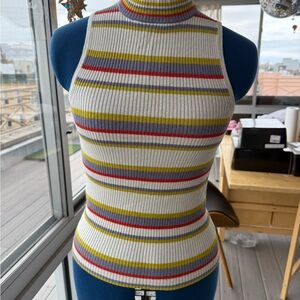 Striped Multicolor Ribbed Women's Top